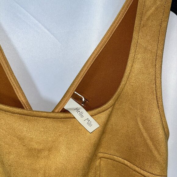 S Hello Miss Orange Velvet Woman Mini Dress Square Neck Sleeveless Polyester - Picture 4 of 6